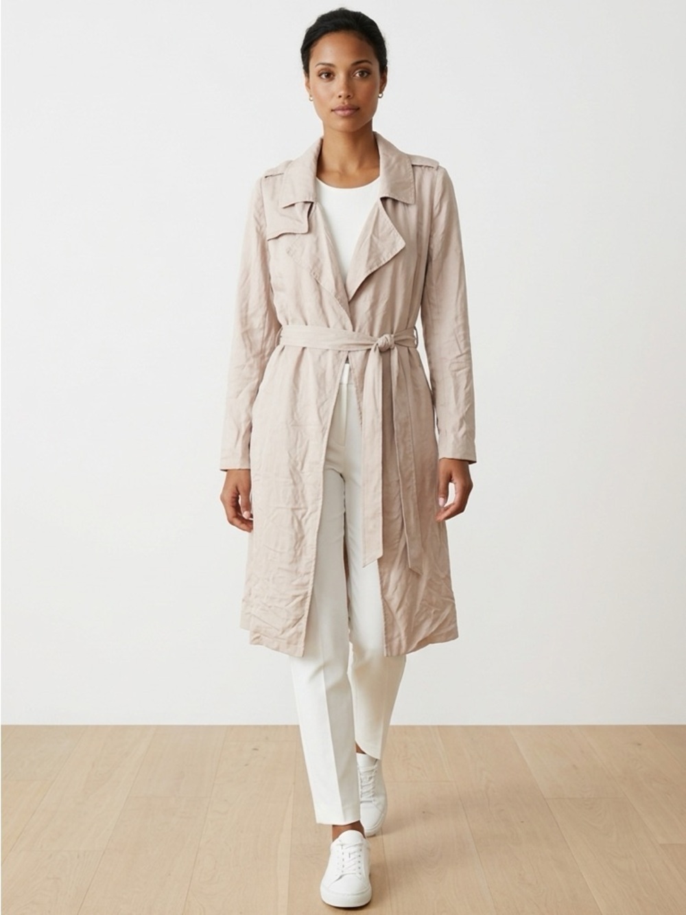 Beige Belle Badgley Mischka Trench Coat | Lyocel | Small